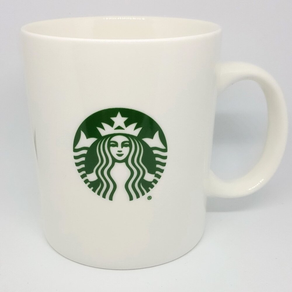 2015 Starbucks White Coffee Mug Tea Cup 12oz Classic Green Logo